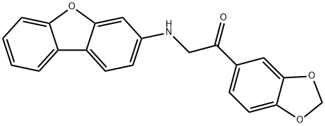 1-(1,3-benzodioxol-5-yl)-2-(dibenzofuran-3-ylamino)ethanone Struktur