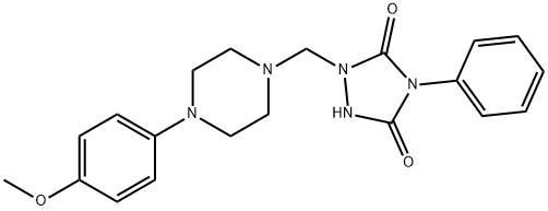 1-[[4-(4-methoxyphenyl)piperazin-1-yl]methyl]-4-phenyl-1,2,4-triazolidine-3,5-dione Struktur