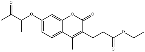 ethyl 3-[4-methyl-2-oxo-7-(3-oxobutan-2-yloxy)chromen-3-yl]propanoate Struktur