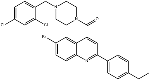 [6-bromo-2-(4-ethylphenyl)quinolin-4-yl]-[4-[(2,4-dichlorophenyl)methyl]piperazin-1-yl]methanone Struktur