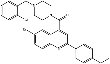 [6-bromo-2-(4-ethylphenyl)quinolin-4-yl]-[4-[(2-chlorophenyl)methyl]piperazin-1-yl]methanone Struktur