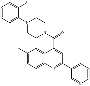 [4-(2-fluorophenyl)piperazin-1-yl]-(6-methyl-2-pyridin-3-ylquinolin-4-yl)methanone Struktur