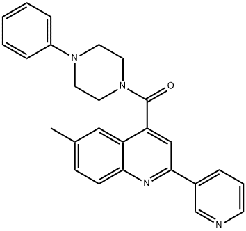 (6-methyl-2-pyridin-3-ylquinolin-4-yl)-(4-phenylpiperazin-1-yl)methanone Struktur