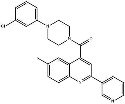 [4-(3-chlorophenyl)piperazin-1-yl]-(6-methyl-2-pyridin-3-ylquinolin-4-yl)methanone Struktur