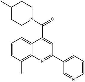 (4-methylpiperidin-1-yl)-(8-methyl-2-pyridin-3-ylquinolin-4-yl)methanone Struktur