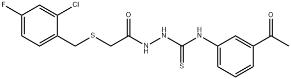 1-(3-acetylphenyl)-3-[[2-[(2-chloro-4-fluorophenyl)methylsulfanyl]acetyl]amino]thiourea Struktur