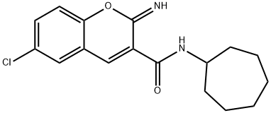 6-chloro-N-cycloheptyl-2-iminochromene-3-carboxamide Struktur