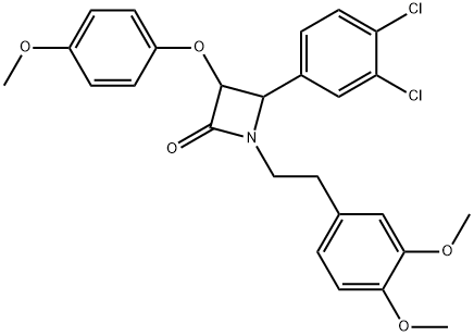 4-(3,4-dichlorophenyl)-1-[2-(3,4-dimethoxyphenyl)ethyl]-3-(4-methoxyphenoxy)azetidin-2-one Struktur