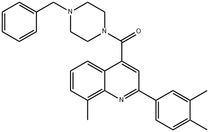 (4-benzylpiperazin-1-yl)-[2-(3,4-dimethylphenyl)-8-methylquinolin-4-yl]methanone Struktur