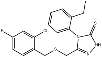 3-[(2-chloro-4-fluorophenyl)methylsulfanylmethyl]-4-(2-ethylphenyl)-1H-1,2,4-triazole-5-thione Struktur