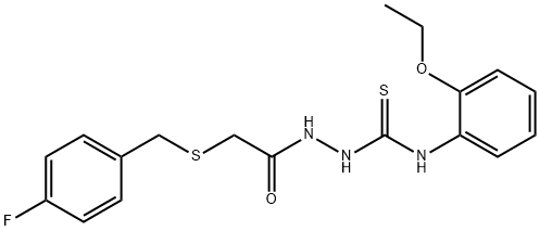 1-(2-ethoxyphenyl)-3-[[2-[(4-fluorophenyl)methylsulfanyl]acetyl]amino]thiourea Struktur