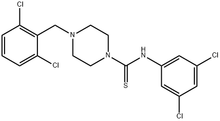 N-(3,5-dichlorophenyl)-4-[(2,6-dichlorophenyl)methyl]piperazine-1-carbothioamide Struktur