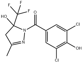 (3,5-dichloro-4-hydroxyphenyl)-[5-hydroxy-3-methyl-5-(trifluoromethyl)-4H-pyrazol-1-yl]methanone Struktur