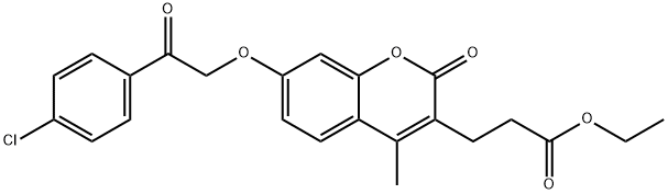 ethyl 3-[7-[2-(4-chlorophenyl)-2-oxoethoxy]-4-methyl-2-oxochromen-3-yl]propanoate Struktur