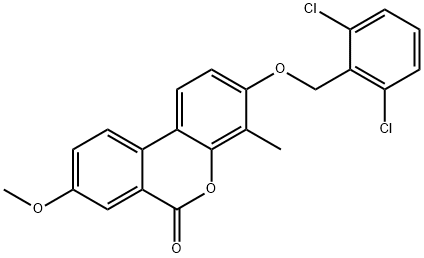 3-[(2,6-dichlorophenyl)methoxy]-8-methoxy-4-methylbenzo[c]chromen-6-one Struktur