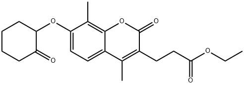 ethyl 3-[4,8-dimethyl-2-oxo-7-(2-oxocyclohexyl)oxychromen-3-yl]propanoate Struktur