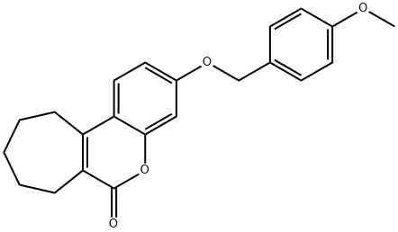 3-[(4-methoxyphenyl)methoxy]-8,9,10,11-tetrahydro-7H-cyclohepta[c]chromen-6-one Struktur