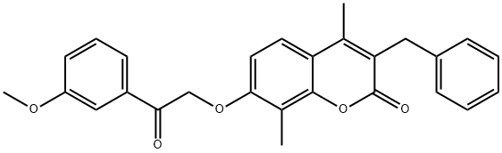 3-benzyl-7-[2-(3-methoxyphenyl)-2-oxoethoxy]-4,8-dimethylchromen-2-one Struktur