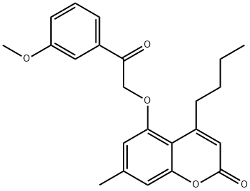 4-butyl-5-[2-(3-methoxyphenyl)-2-oxoethoxy]-7-methylchromen-2-one Struktur