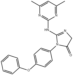 2-[(4,6-dimethylpyrimidin-2-yl)amino]-1-(4-phenoxyphenyl)-4H-imidazol-5-one Struktur