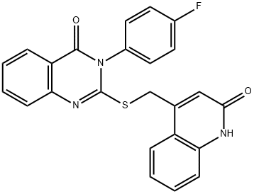 3-(4-fluorophenyl)-2-[(2-oxo-1H-quinolin-4-yl)methylsulfanyl]quinazolin-4-one Struktur