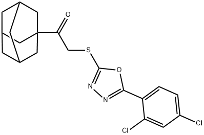 1-(1-adamantyl)-2-[[5-(2,4-dichlorophenyl)-1,3,4-oxadiazol-2-yl]sulfanyl]ethanone Struktur