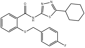 N-(5-cyclohexyl-1,3,4-thiadiazol-2-yl)-2-[(4-fluorophenyl)methylsulfanyl]benzamide Struktur