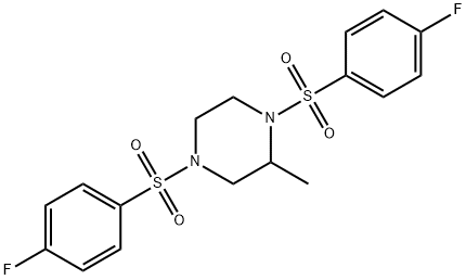 1,4-bis[(4-fluorophenyl)sulfonyl]-2-methylpiperazine Struktur