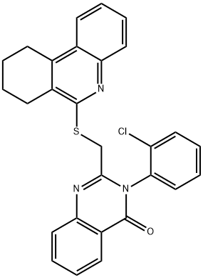 3-(2-chlorophenyl)-2-(7,8,9,10-tetrahydrophenanthridin-6-ylsulfanylmethyl)quinazolin-4-one Struktur