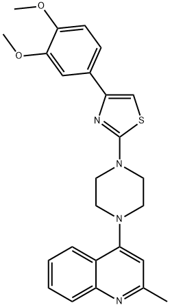 4-(3,4-dimethoxyphenyl)-2-[4-(2-methylquinolin-4-yl)piperazin-1-yl]-1,3-thiazole Struktur