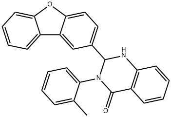 2-dibenzofuran-2-yl-3-(2-methylphenyl)-1,2-dihydroquinazolin-4-one Struktur