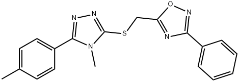 5-[[4-methyl-5-(4-methylphenyl)-1,2,4-triazol-3-yl]sulfanylmethyl]-3-phenyl-1,2,4-oxadiazole Struktur