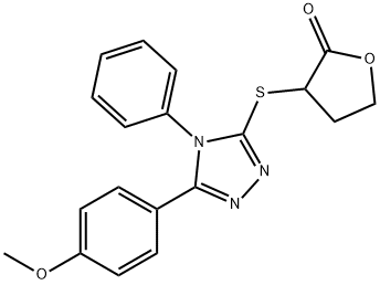 3-[[5-(4-methoxyphenyl)-4-phenyl-1,2,4-triazol-3-yl]sulfanyl]oxolan-2-one Struktur