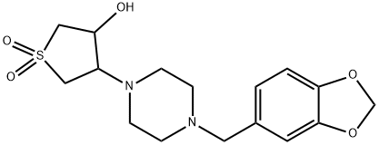 4-[4-(1,3-benzodioxol-5-ylmethyl)piperazin-1-yl]-1,1-dioxothiolan-3-ol Struktur