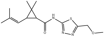 N-[5-(methoxymethyl)-1,3,4-thiadiazol-2-yl]-2,2-dimethyl-3-(2-methylprop-1-enyl)cyclopropane-1-carboxamide Struktur