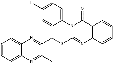 3-(4-fluorophenyl)-2-[(3-methylquinoxalin-2-yl)methylsulfanyl]quinazolin-4-one Struktur