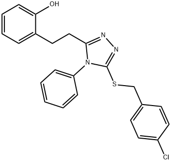 2-[2-[5-[(4-chlorophenyl)methylsulfanyl]-4-phenyl-1,2,4-triazol-3-yl]ethyl]phenol Struktur