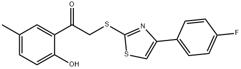 2-[[4-(4-fluorophenyl)-1,3-thiazol-2-yl]sulfanyl]-1-(2-hydroxy-5-methylphenyl)ethanone Struktur