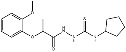 1-cyclopentyl-3-[2-(2-methoxyphenoxy)propanoylamino]thiourea Struktur