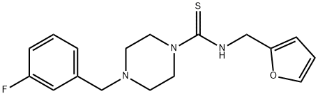 4-[(3-fluorophenyl)methyl]-N-(furan-2-ylmethyl)piperazine-1-carbothioamide Struktur