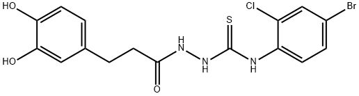 1-(4-bromo-2-chlorophenyl)-3-[3-(3,4-dihydroxyphenyl)propanoylamino]thiourea Struktur