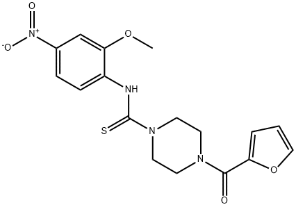 4-(furan-2-carbonyl)-N-(2-methoxy-4-nitrophenyl)piperazine-1-carbothioamide Struktur