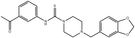 N-(3-acetylphenyl)-4-(1,3-benzodioxol-5-ylmethyl)piperazine-1-carbothioamide Struktur