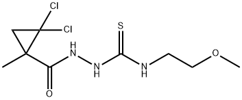 1-[(2,2-dichloro-1-methylcyclopropanecarbonyl)amino]-3-(2-methoxyethyl)thiourea Struktur