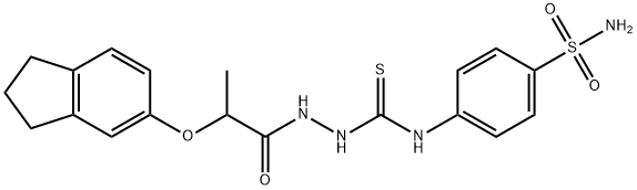 1-[2-(2,3-dihydro-1H-inden-5-yloxy)propanoylamino]-3-(4-sulfamoylphenyl)thiourea Struktur