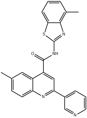 6-methyl-N-(4-methyl-1,3-benzothiazol-2-yl)-2-pyridin-3-ylquinoline-4-carboxamide Struktur