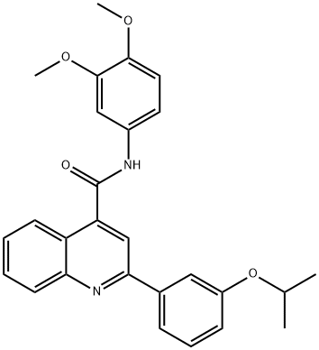 N-(3,4-dimethoxyphenyl)-2-(3-propan-2-yloxyphenyl)quinoline-4-carboxamide Struktur