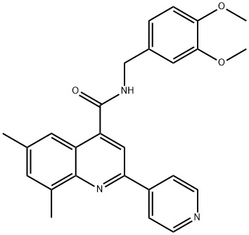 N-[(3,4-dimethoxyphenyl)methyl]-6,8-dimethyl-2-pyridin-4-ylquinoline-4-carboxamide Struktur