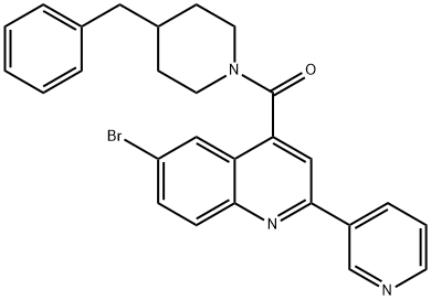 (4-benzylpiperidin-1-yl)-(6-bromo-2-pyridin-3-ylquinolin-4-yl)methanone Struktur