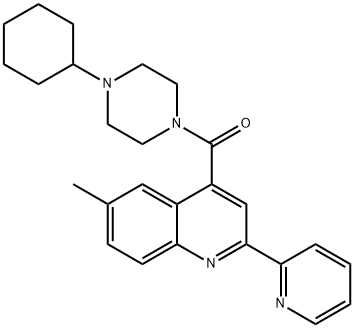 (4-cyclohexylpiperazin-1-yl)-(6-methyl-2-pyridin-2-ylquinolin-4-yl)methanone Struktur